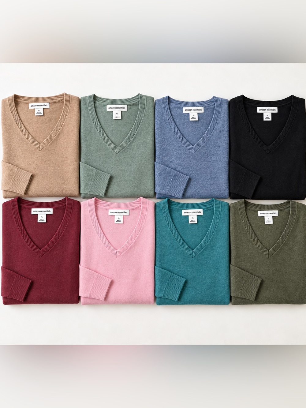 8 Piece Color Bundle Amazon Essentials Women’s XL V Neck Sweaters